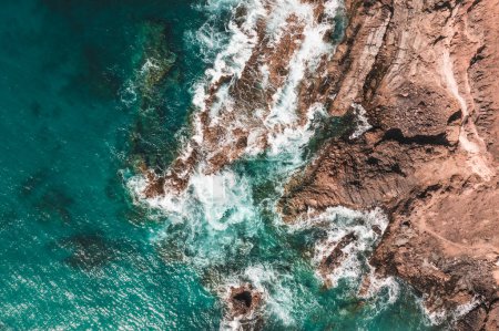 Photo for Fuerteventura seashore with waves from drone - Royalty Free Image
