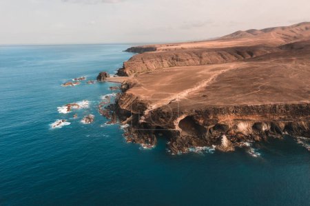 Photo for Fuerteventura seashore with waves from drone - Royalty Free Image