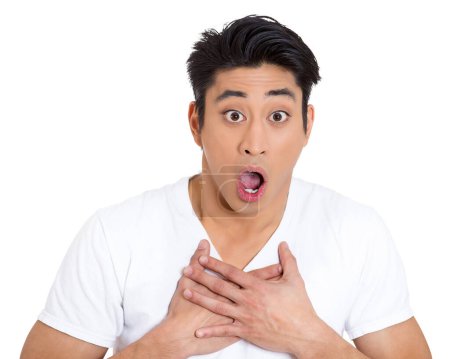 Photo for Portrait of a shocked surprised young man with an open mouth - Royalty Free Image