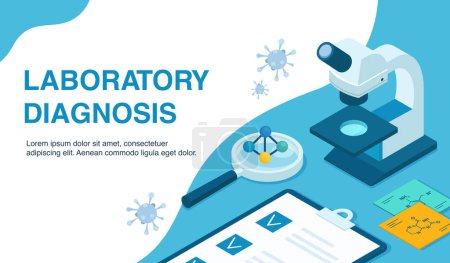 Illustration for Laboratory diagnosis and services in health care concept, medical banner landing page - Royalty Free Image