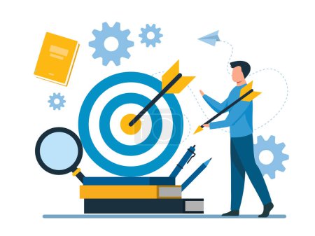 Illustration for Vector of a young student man sets up his study goals - Royalty Free Image