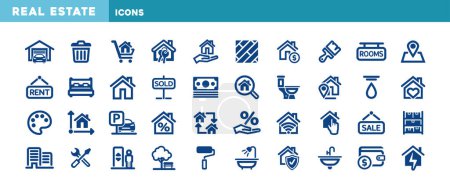 Illustration for Vector illustration set of real estate web icons - Royalty Free Image