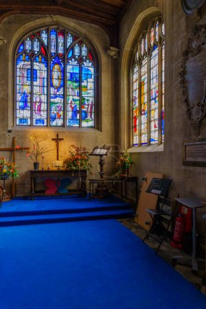 Photo for Fairford, UK - October 17, 2022: View of the interior of St Mary church, and its stained-glass windows, in Fairford, the Cotswolds region, England, UK - Royalty Free Image