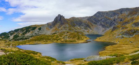 Panoramic view of the Twin Lake, part of the Seven Lakes, in Rila National Park, southwestern Bulgaria