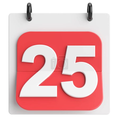 25th. Twenty-fifth day of month. Calendar. 3D illustration.