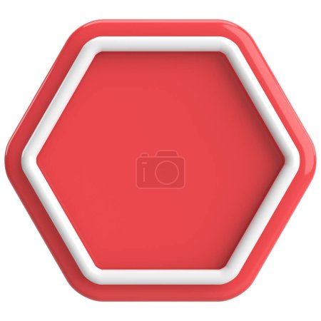 Téléchargez les photos : Bouton hexagonal 3D. Bouton vide. Illustration 3D. - en image libre de droit