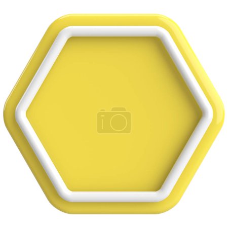 Téléchargez les photos : Bouton hexagonal 3D. Bouton vide. Illustration 3D. - en image libre de droit