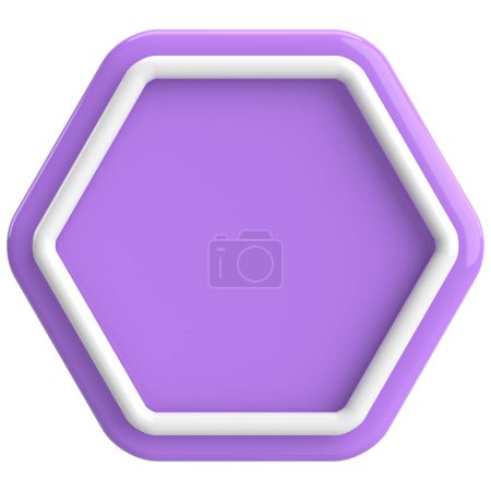 Photo for 3D hexagon button. Empty button. 3D illustration. - Royalty Free Image