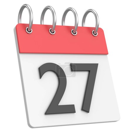 Foto de Calendario 3D. Día 27. Veintisiete días del mes. Ilustración 3D. - Imagen libre de derechos