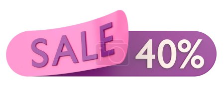 Forty percent sale. 40% sale. 3D illustration.