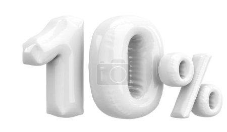 Ten percent. 10% balloon text. 3D illustration.