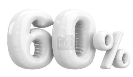 Sixty percent. 60% balloon text. 3D illustration.