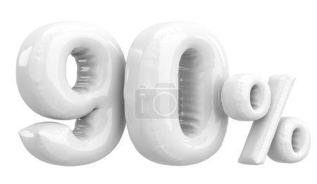 Ninety percent. 90% balloon text. 3D illustration.