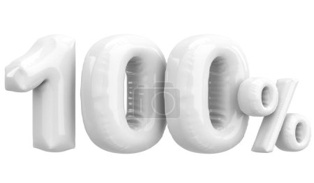 One hundred percent. 100% balloon text. 3D illustration.