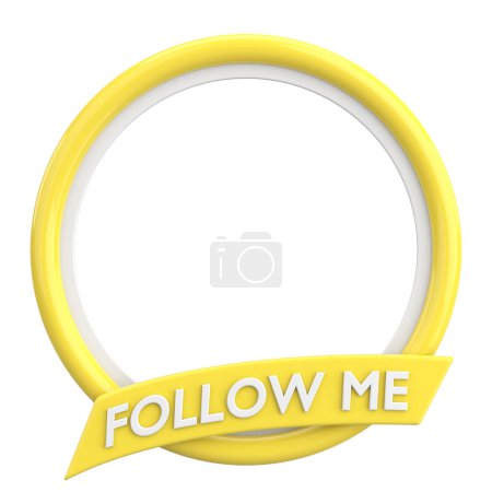 Profile frame with follow me text. 3D illustration.
