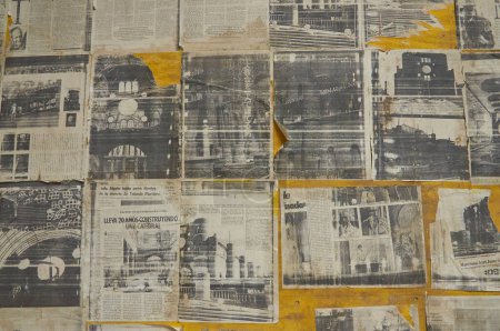 Photo for Mejorada del Campo, Spain - December 3, 2012: Collage of newspaper clippings on the construction of the cathedral - Royalty Free Image