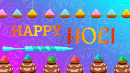 Foto de Happy holi wishes illustration images. holi is Indian traditional colour festival. - Imagen libre de derechos