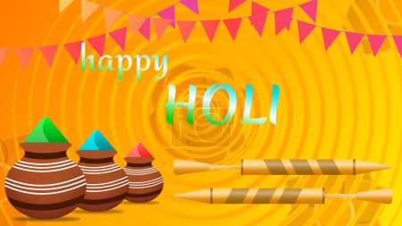 Foto de Happy holi wishes for Indian traditional colour festival. water wave effect background. - Imagen libre de derechos