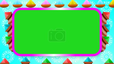 Foto de Holi illustration with green screen space. holi image with decorative frame. - Imagen libre de derechos