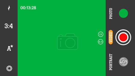 Photo for Green screen video recording in mobile camera interface illustration. mobile software interface. - Royalty Free Image