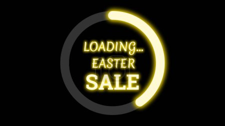 Laden Osterfeiertagsverkauf Schild auf schwarzem Bildschirm mit leuchtend gelber Farbe.