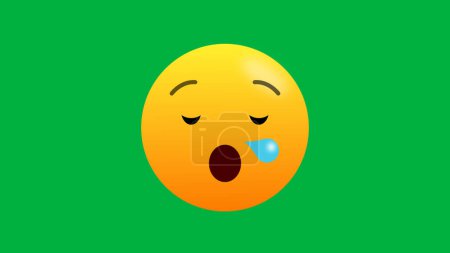 emoji dormida ilustración con burbuja de la nariz en la pantalla verde. concepto para la noche y la hora de dormir.