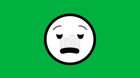 negro y blanco sensación de pereza expresión facial emoji en la pantalla verde.