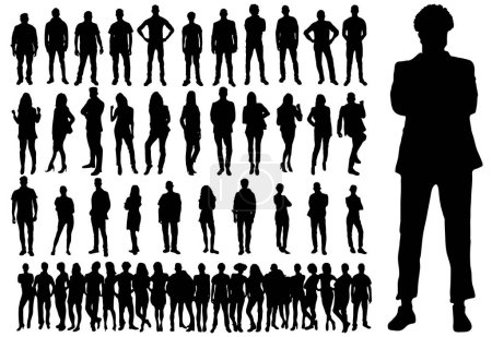 silhouette of groups of people