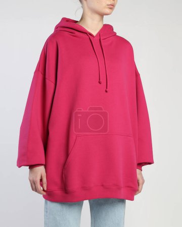 Photo for Women's hoodie on the model on a white background isolated - Royalty Free Image