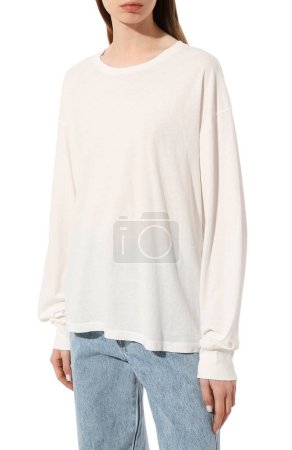 women's hoodie on the model on a white background isolated