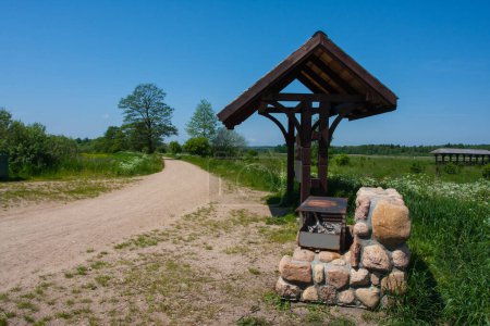 Tourist trail with a place to rest, pedestrian and bicycle tourism, Poland, Podlasie