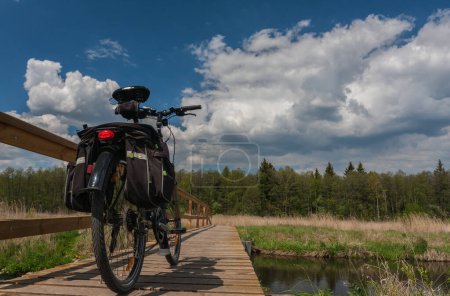 Tourist trail with a place to rest, pedestrian and bicycle tourism, Poland, Podlasie