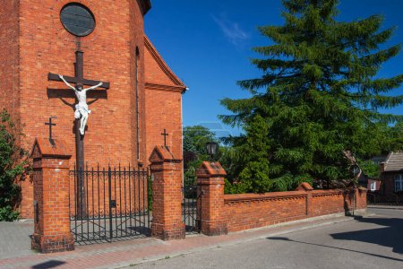 Jastarnia, historic Catholic Church in the summer of the tourist season, Poland