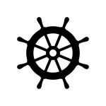 Ship steering wheel icon on a white background. Vector illustration