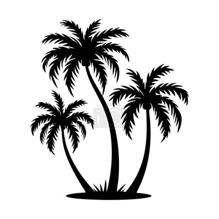 Ilustración de Icono de silueta de palmera. Plantas tropicales de selva negra. Vector sobre fondo blanco. - Imagen libre de derechos