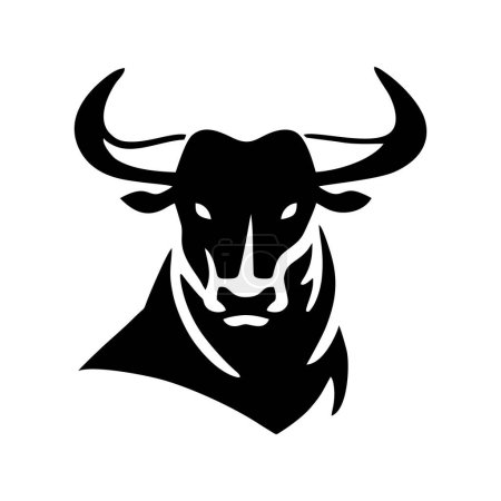 Illustration for Bull head icon silhouette symbol. Buffalo cow ox isolated on white background. Bull head logo which means strength, courage and toughness. Vector illustration. - Royalty Free Image