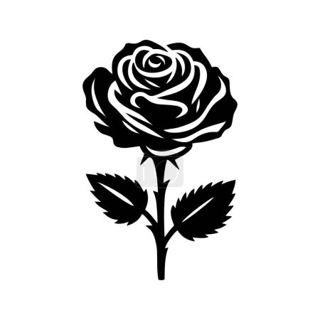 Téléchargez les illustrations : Icône rose. Silhouette fleur décorative isolée sur fond blanc. Illustration vectorielle fleur. - en licence libre de droit