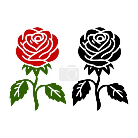 Illustration for Rose icon. Decorative flower silhouette isolated on white background. Blossom vector illustration. - Royalty Free Image