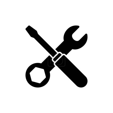 Reparatur-Symbol isoliert auf weißem Hintergrund. Schraubenschlüssel und Schraubenzieher-Symbol. Einstellungen Vektor-Symbol. Wartung. Werkzeuge