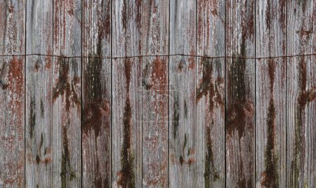 Photo for Wood texture background, Old Brown Wooden fence plank with natural patterns, Vintage Washed Wood wall background with rusty wire and knots. Horizon backdrop with copy spcae for text - Royalty Free Image