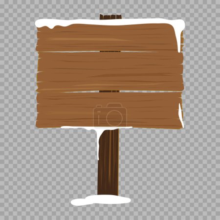 Illustration for Wood sign posts with snow on transparent background, cartoon vector Winter wooden sign boards,road direction,Chrismas advertising, guideposts and billboard poles with snow caps and ice - Royalty Free Image