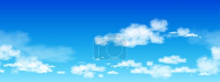 Ciel bleu sans couture avec des nuages altostratus fond, dessin animé vectoriel motif large horizon de la nature Ciel avec des nuages cirrus, Concept toute bannière saisonnière dans la journée ensoleillée printemps et été le matin
