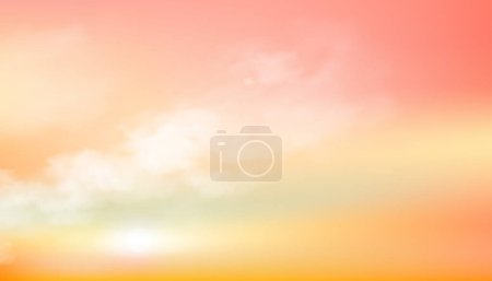 Sunset sky with Orange,Pink and Yellow Sky,Dramatic twilight landscape in evening,Sunrise with pastel color in Morning,Vector horizon Golden Sky banner of Snlight for four seasons background Poster 658606352