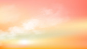 Sunset sky with Orange,Pink and Yellow Sky,Dramatic twilight landscape in evening,Sunrise with pastel color in Morning,Vector horizon Golden Sky banner of Snlight for four seasons background Poster #658606352