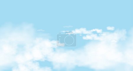 Téléchargez les illustrations : Ciel sans couture avec fond de nuages, motif sans fin bleu ciel texture nuageuse, Vecteur 3d bannière Nature paysage pour le printemps, fond d'écran d'été, Illustration motif sans couture bande dessinée pour l'environnement papier peint - en licence libre de droit