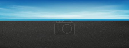 Sky Blue Background,Cloud Horizontal with Empty Concrete Floor texture,Vector Panoramic Spring sky with dark grey asphalt in morning,Summer sky with cloudy over black Cement Sureface