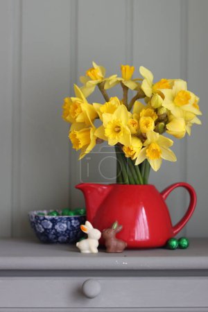 Photo for Bouquet of yellow daffodils. Easter season concept. Easter greeting card. - Royalty Free Image