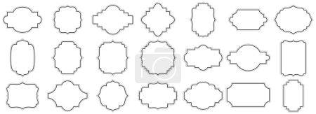 Blank Stickers and Label Frames Set, writing area aging style writing area, Black and white decorative frames, decorative vintage frames.