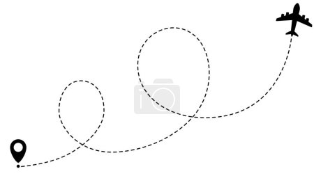Illustration for Airplane line path routes. Travel vector icon. Travel from start point and dotted line tracing. - Royalty Free Image