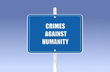 Foto de La frase "crímenes contra la humanidad" en una señal de tráfico - Imagen libre de derechos